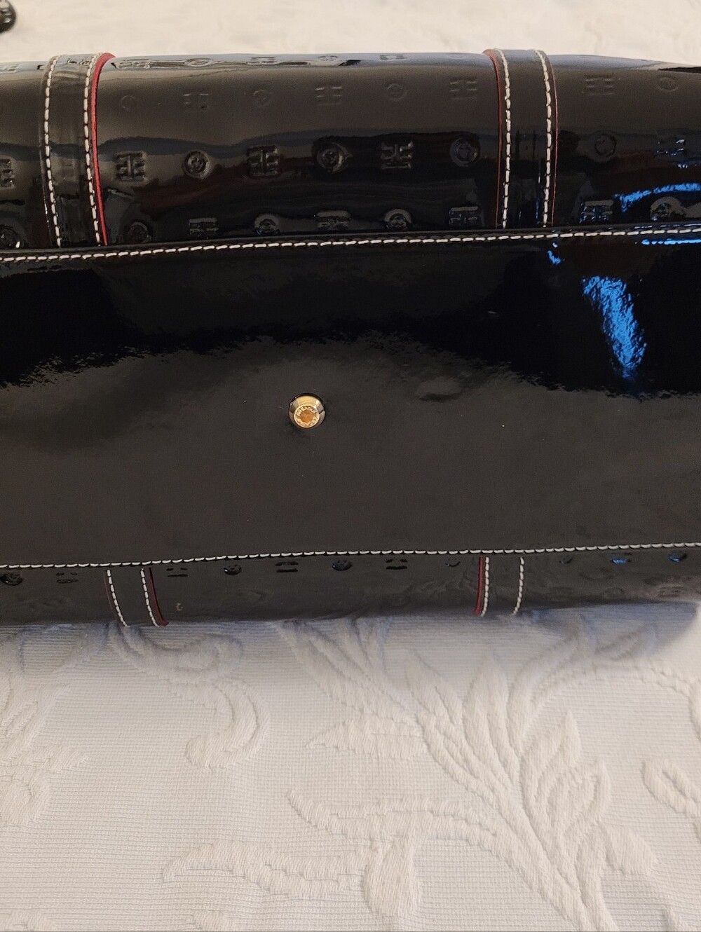 Arcadia Glossy Black Patent Dome Satchel - Picture 3 of 8